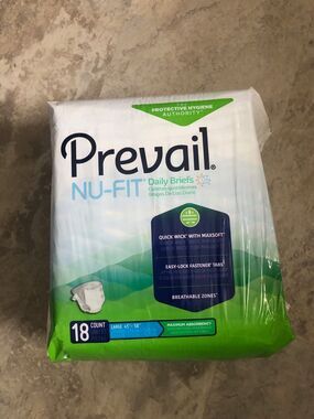 Prevail Nu-Fit Daily Briefs Large 45"-58" 18 Count Maximum Absorbency New